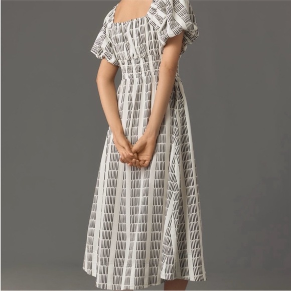 Maeve Square Neck Black and White Patterned Dress - Picture 3 of 12